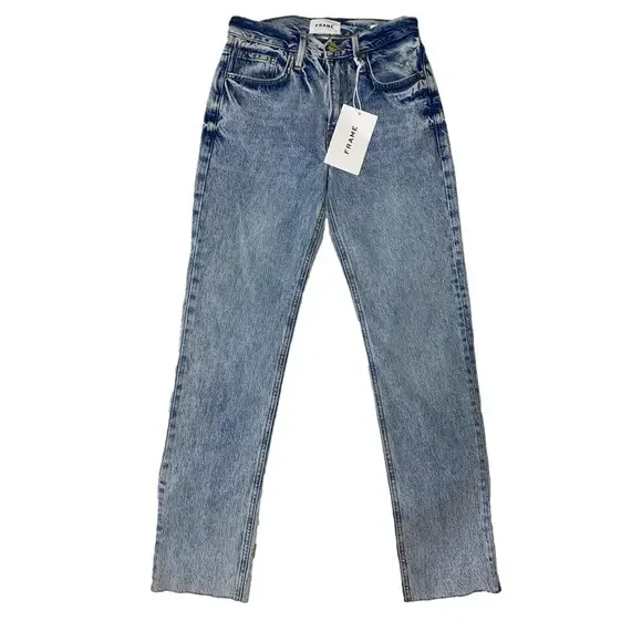 FRAME Le Piper Women’s Size 23 Light Wash Hem Accent Denim Low-Rise Blue Jeans - Picture 3 of 7
